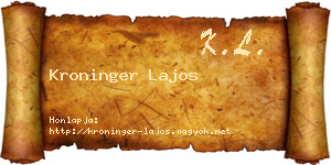 Kroninger Lajos névjegykártya